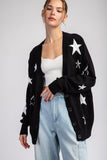 Star Pattern Sweater Cardigan - Black