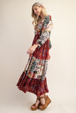 Tiered Midi Dress with Floral Print