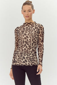 Mesh Cheetah Print Top - Taupe