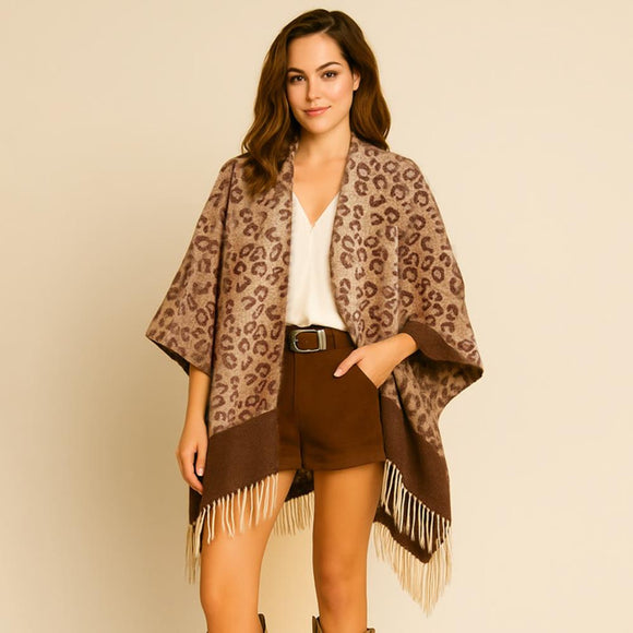Marley Desert Leopard Ruana - Brown