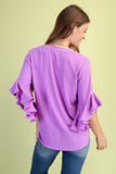 Flirt With It 3/4 Ruffle Sleeve Top