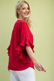 Flirt With It 3/4 Ruffle Sleeve Top