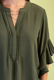 Flirt With It 3/4 Ruffle Sleeve Top