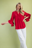 Flirt With It 3/4 Ruffle Sleeve Top