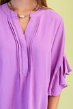 Flirt With It 3/4 Ruffle Sleeve Top