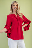 Flirt With It 3/4 Ruffle Sleeve Top