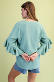 Flirt With It 3/4 Ruffle Sleeve Top