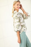 Ballon 3/4 Sleeve Blouse w/ Heirloom Print