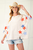 Soft Washed Star Patched Terry Kit Pullover - Red/Blue