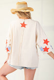 Soft Washed Star Patched Terry Kit Pullover - Red/Blue