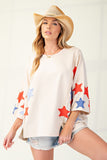 Soft Washed Star Patched Terry Kit Pullover - Red/Blue