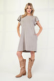 Wing Sleeved Mineral Washed Dress