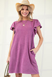 Wing Sleeved Mineral Washed Dress