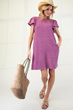 Wing Sleeved Mineral Washed Dress