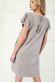 Wing Sleeved Mineral Washed Dress