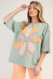 Flower Patch Mineral Washed Terry Knit Top