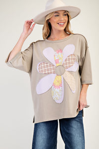 Flower Patch Mineral Washed Terry Knit Top