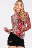 Classic Mesh Long Sleeve Layering Top- Pink/Black