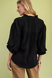 Gathered Balloon 3/4 Sleeve Blouse