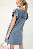 Wing Sleeved Mineral Washed Dress