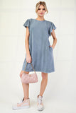 Wing Sleeved Mineral Washed Dress