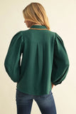 Stitch of Charm Contrast Trim Button Front Blouse