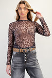 Animal Printed Mesh Top - Black Leopard