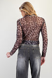 Animal Printed Mesh Top - Black Leopard