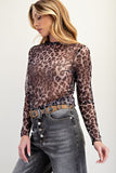 Animal Printed Mesh Top - Black Leopard