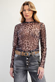 Animal Printed Mesh Top - Black Leopard