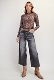Animal Printed Mesh Top - Black Leopard