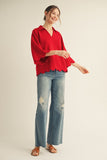 Scalloped Edge Collared Knit Top
