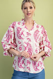 Ballon 3/4 Sleeve Blouse w/ Heirloom Print