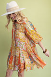 Patchwork Print Mini Shirt Dress