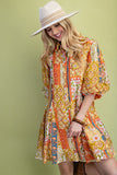 Patchwork Print Mini Shirt Dress