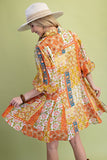 Patchwork Print Mini Shirt Dress