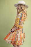 Patchwork Print Mini Shirt Dress