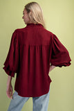 Gathered Balloon 3/4 Sleeve Blouse