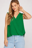 Sleeveless Surplice Wrap Top with Tie Back