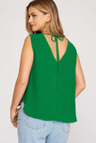 Sleeveless Surplice Wrap Top with Tie Back