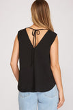 Sleeveless Surplice Wrap Top with Tie Back