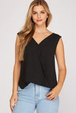 Sleeveless Surplice Wrap Top with Tie Back