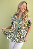 Floral & Abstract Print Full Button Blouse