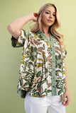 Floral & Abstract Print Full Button Blouse