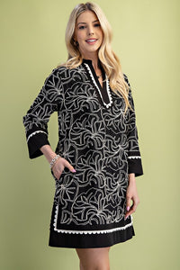 Cannes Coastal Embroidered Scallop Dress