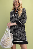 Cannes Coastal Embroidered Scallop Dress