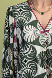 3/4 Sleeve V-Neck Blouse with Ric-Rac Trim