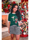Holiday Spirit Sequin Cocktail Tee- Green