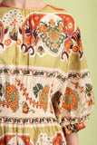 Smocked Waist Balloon Sleeve Midi Dress