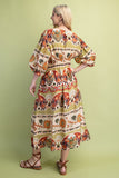 Smocked Waist Balloon Sleeve Midi Dress